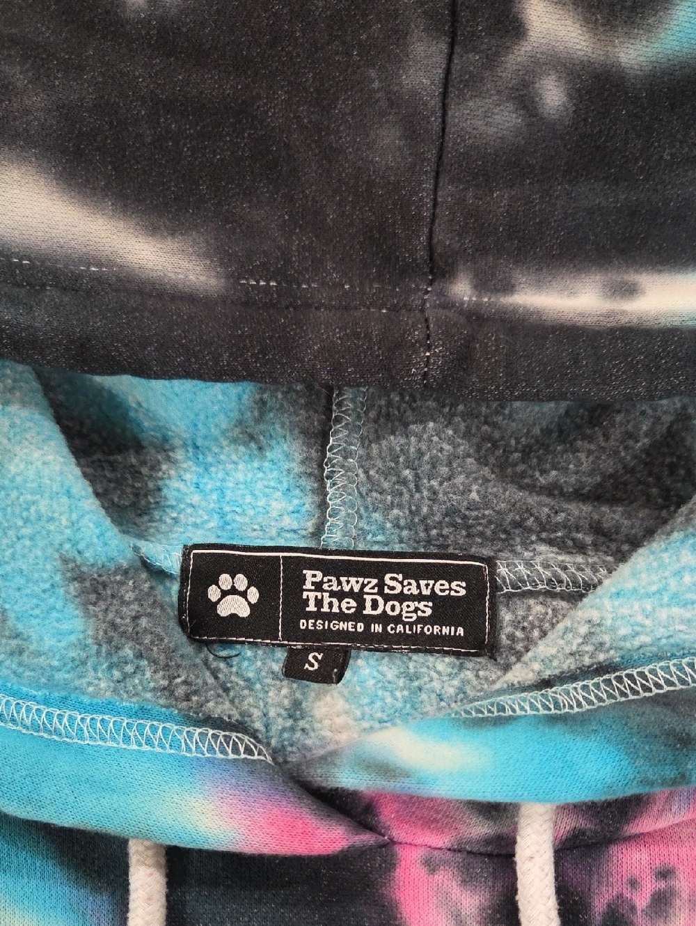 Pawz Saves The Dogs Tie-Dye Hoodie - Blue & Black
